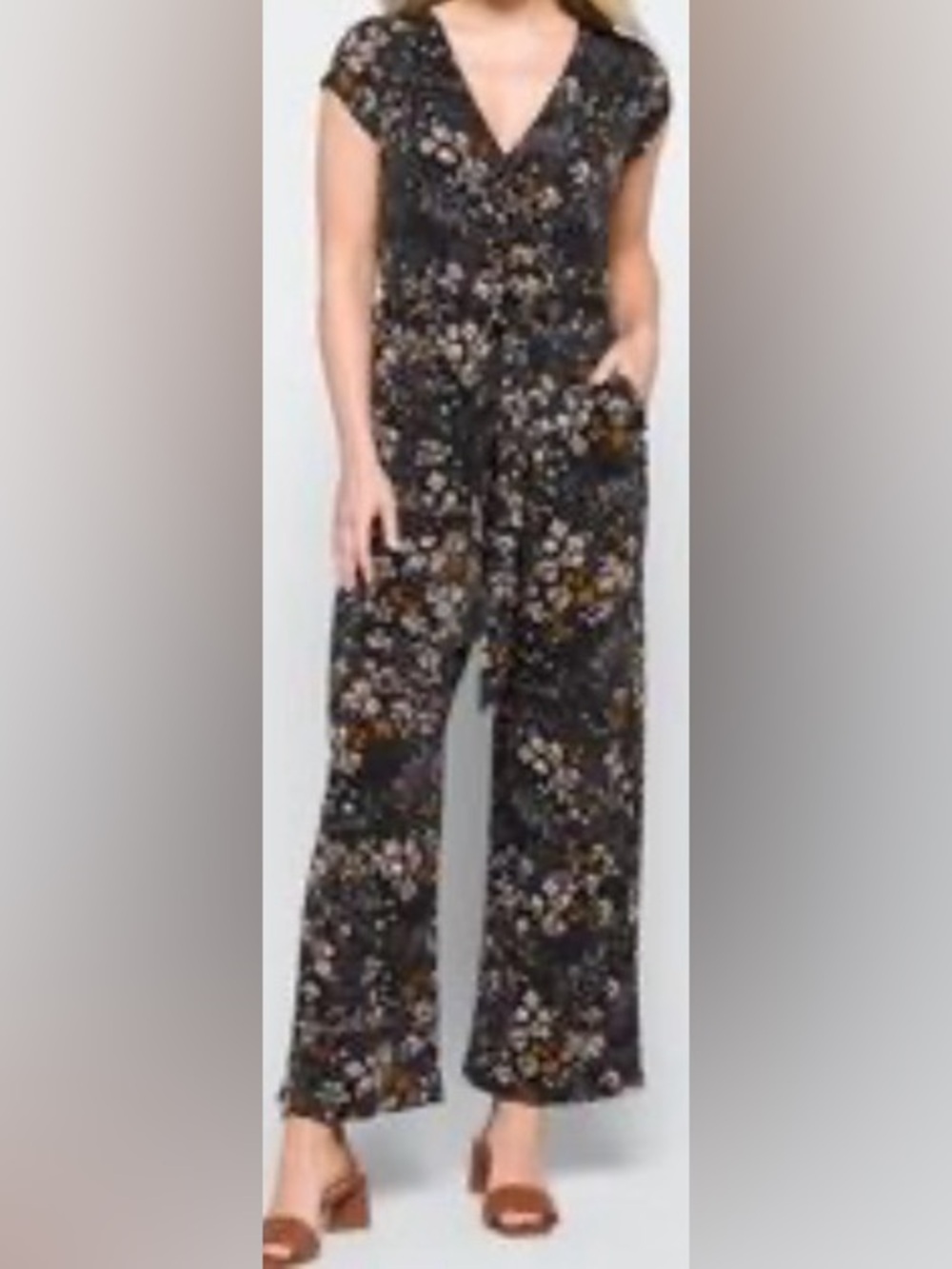 Kaileigh - NEW - Black Floral Knit Jumpsuit - NWOT